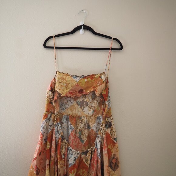 ASOS Design Scalloped Edge Cut-Out Back Spaghetti Strap Mixed Floral Patchwork - Picture 8 of 8